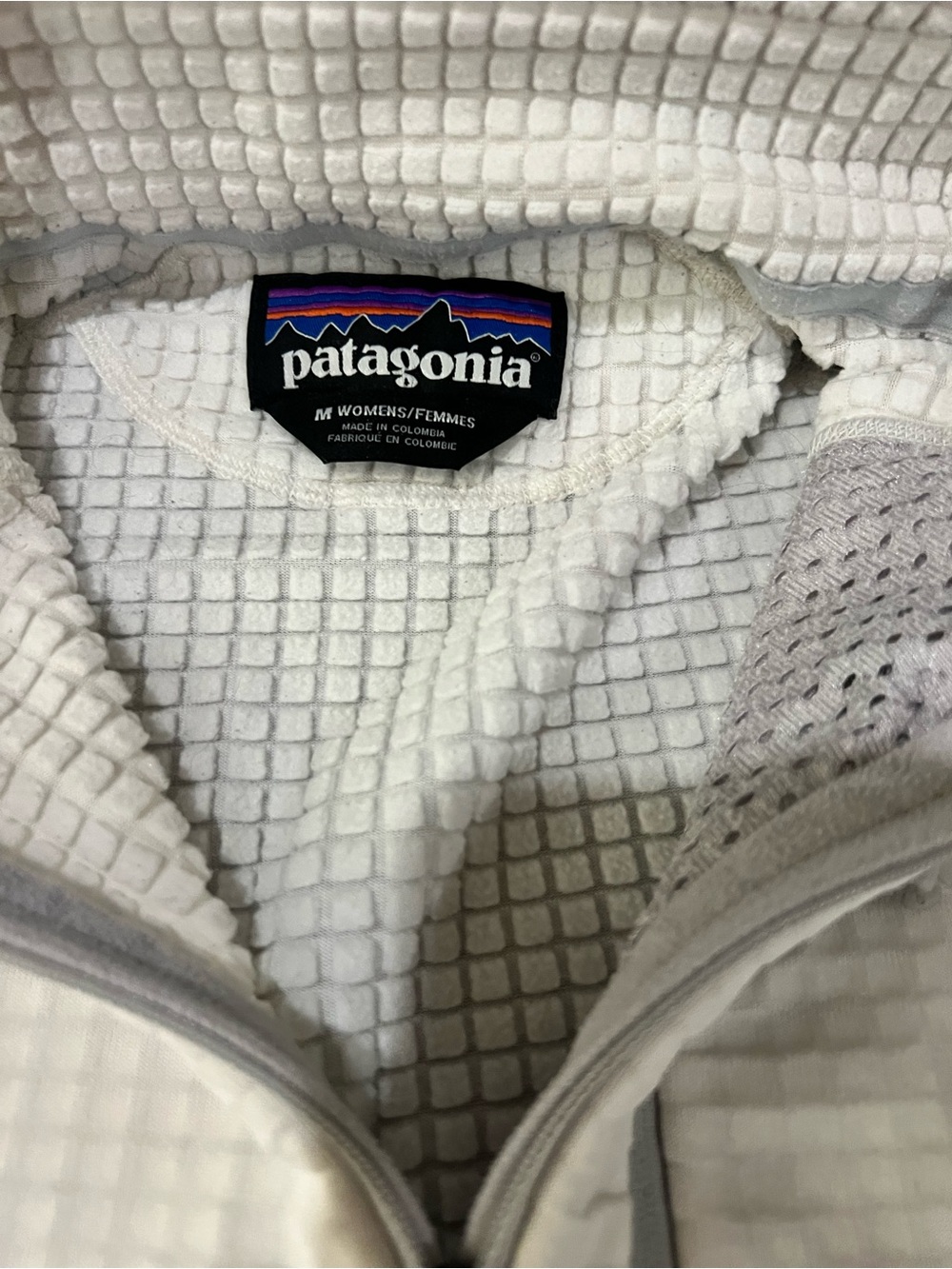 Patagonia Women’s R1 Pullover Ivory Waffle-Knit Zip-Up Sweater
